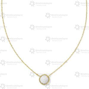 Volleyball Gold Short Pendant Necklace in White Mother-of-Pearl